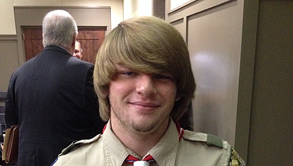 Alabaster Eagle Scout Austin Owens, a senior at Thompson High School, recently completed a project at Alabaster's Albert L. Scott Public Library. (Reporter Photo/Neal Wagner)